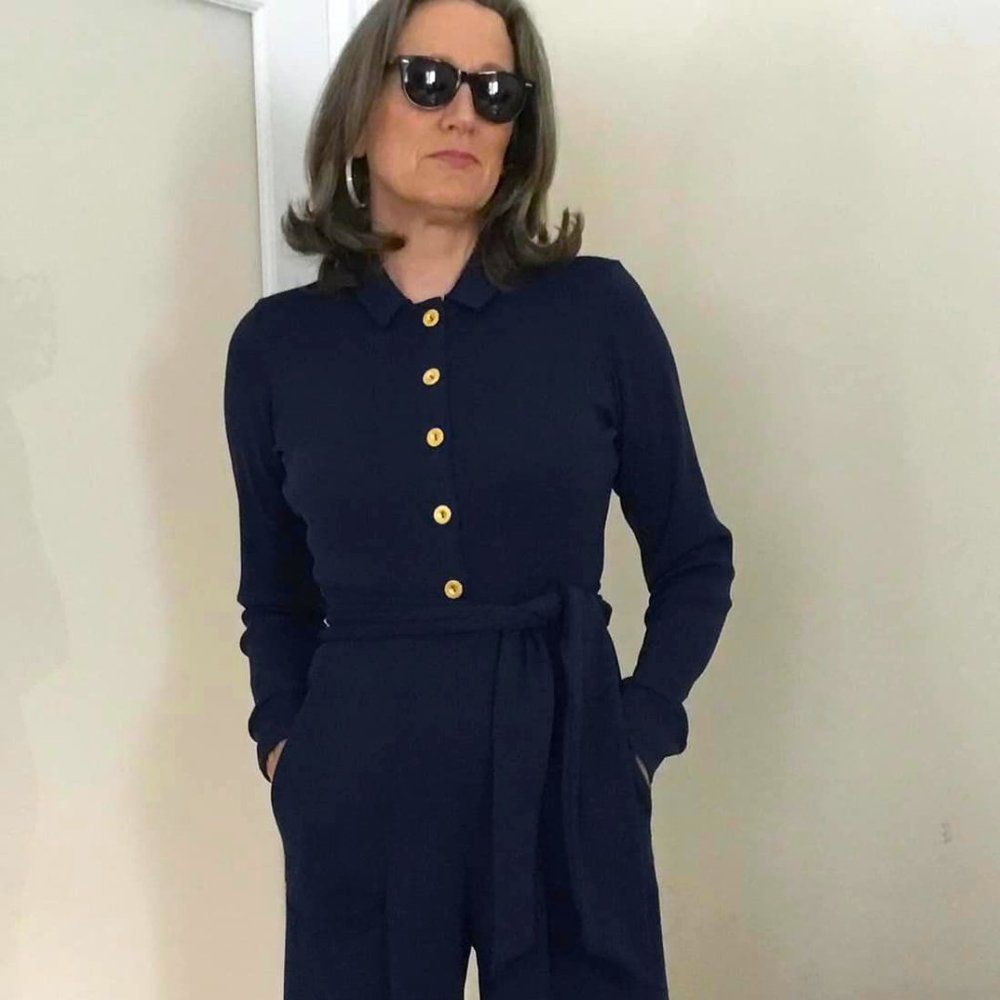 New Navy Knit Jumpsuit